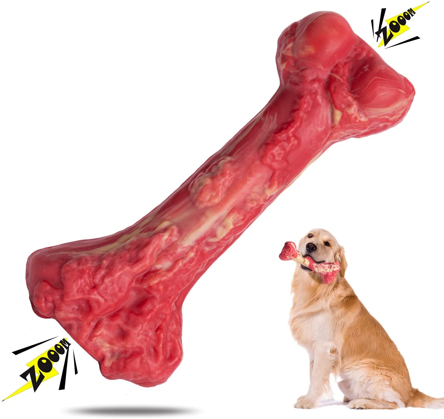 QUMY Dog Chew Toys Squeaky Bone - QUMY